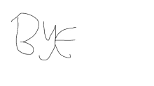 a drawing of the word bye with a white background