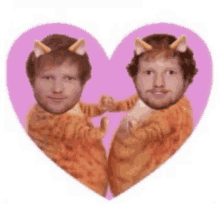 two men with cat ears are in a heart shaped frame