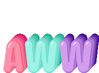 the word aww is written in different colors