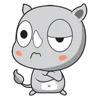 a cartoon drawing of a rhinoceros with a sad look on his face