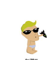 a cartoon of a baby wearing sunglasses and holding a fish