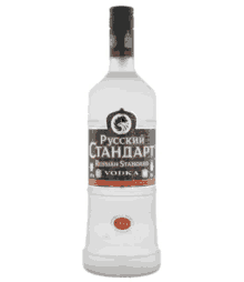 a bottle of russian standard vodka has a horse on the label