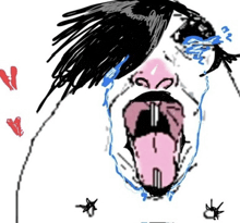 a drawing of a person 's face with tears coming out of their eyes .