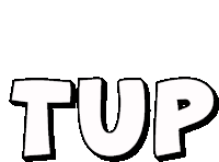 a cartoon drawing of the word tup on a white background