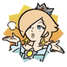 a cartoon drawing of princess rosalina wearing a crown and making a funny face .