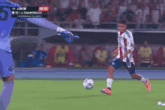 a soccer game is underway with the scoreboard showing the time of 00:37