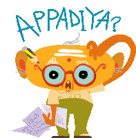 a cartoon character holding a pencil and a piece of paper with the word appaditya on it