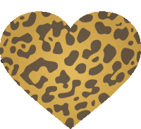 a heart with a leopard print on it on a white background