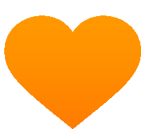 an orange heart on a white background with a shadow