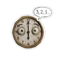 a clock face with a speech bubble that says 3,21