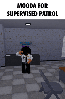 a screenshot of a video game with the words mooda for supervised patrol on the top