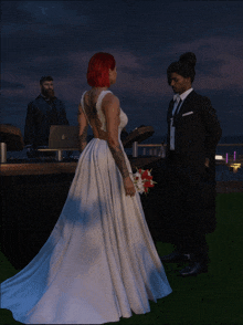 a bride and groom are getting married in a video game