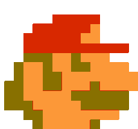 a pixel art of a man with a hat and mustache