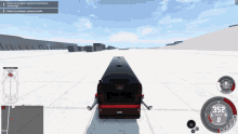 a screenshot of a video game shows a bus with 352 km / h