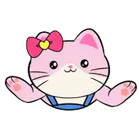 a pink hello kitty with a yellow bow on its head