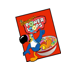 a box of rising sunfv 's power loops cereal with a toucan on it