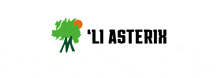 a logo for ' li asterix ' with a green tree