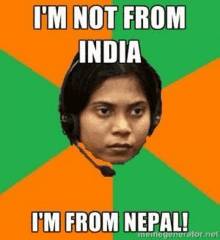 a woman wearing headphones and a microphone says `` i 'm not from india i 'm from nepal ''