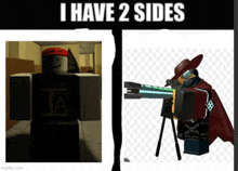 a picture of a roblox character and a picture of a roblox character holding a gun