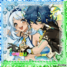 a picture of a boy and a girl with i love you written in the corner