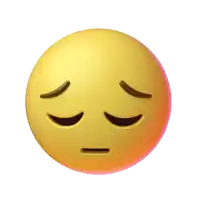 a yellow smiley face with its eyes closed and a sad look on its face