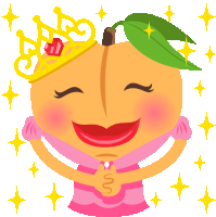 a cartoon peach wearing a pink dress and a crown