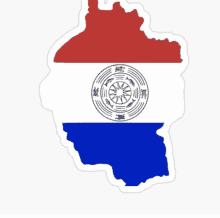 a sticker of a map of paraguay with a flag inside of it