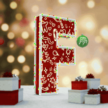 the letter f is decorated with christmas lights