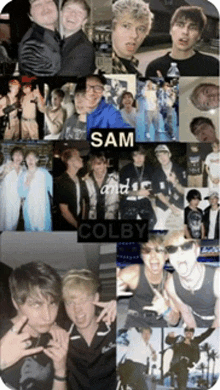 a collage of photos of sam and colby shows their friendship