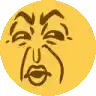 a yellow circle with a face on it .