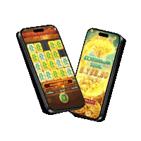 two cell phones are displaying a game with chinese characters on the screens