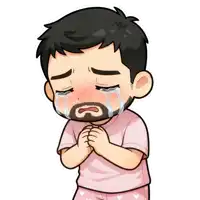 a cartoon drawing of a man crying with his eyes closed