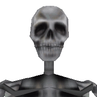 a low poly skeleton with a skull on top