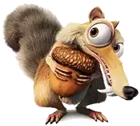 a cartoon squirrel is holding an acorn with its mouth open