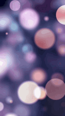 a purple background with pink and blue circles floating in the air