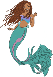 a drawing of a mermaid with a disney clip on the bottom