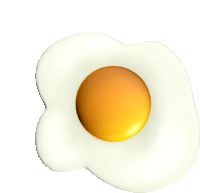 a cartoon fried egg with a yellow center