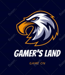 a logo for gamer 's land shows an eagle 's head