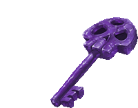 a purple key with a skull design on it