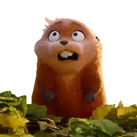 a cartoon beaver with a surprised expression on its face