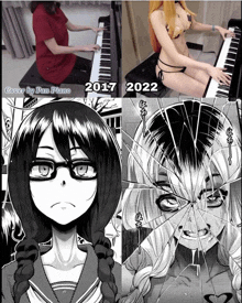 a woman in a bikini is playing a piano in 2017