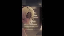 a person wearing headphones is looking at a computer screen with a lot of text on it