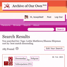 a screenshot of the archive of our own beta page