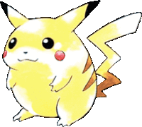 a drawing of a yellow pikachu with a red nose