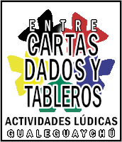 a logo that says entre cartas dados y tableros on it