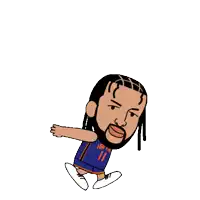 a cartoon of a basketball player with dreadlocks and the number 11 on his jersey