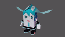 a 3d model of hatsune miku wearing sunglasses and a blue tie