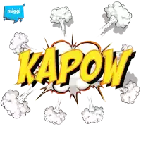 a comic book explosion with the word kapow coming out