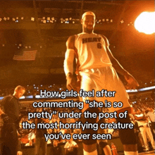 a basketball player in a heat jersey stands on the court