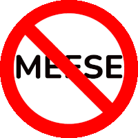 a red circle with the word meese written inside